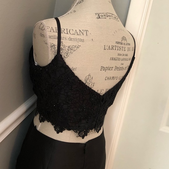 NEW ALYCE PARIS SZ 12 BLACK TWO PIECE LACE BEADED FORMAL EVENING GOWN - Picture 11 of 16